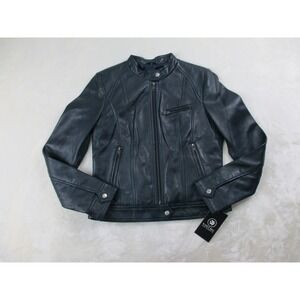 NEW Whet Blu Jacket Womens Small Night Blue Leather Ladies